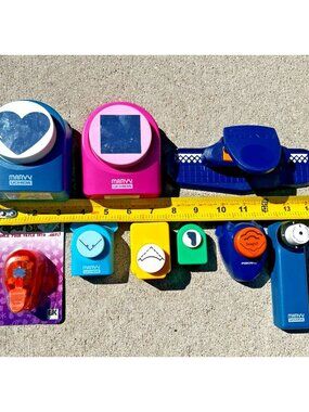 9 pcs Marcy Paper Shape Punch Lot Heart Corners Border Square Vintage